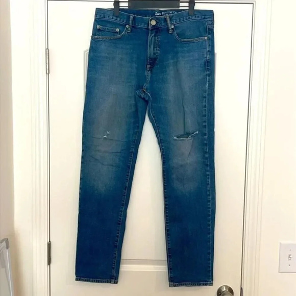 Gap Slim Stretch Ripped Jeans Size 33/32 - Picture 1 of 6